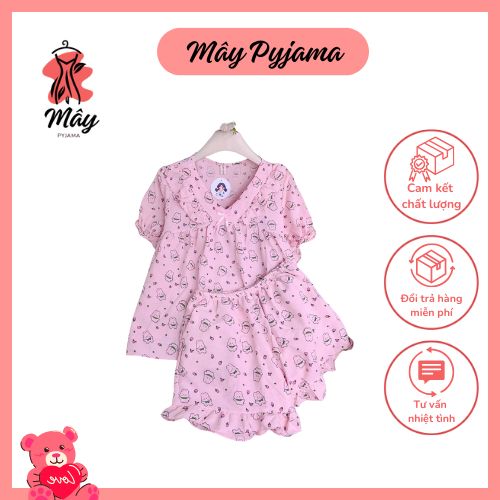 bộ đồ ngủ đùi đũi xốp hoa nhí