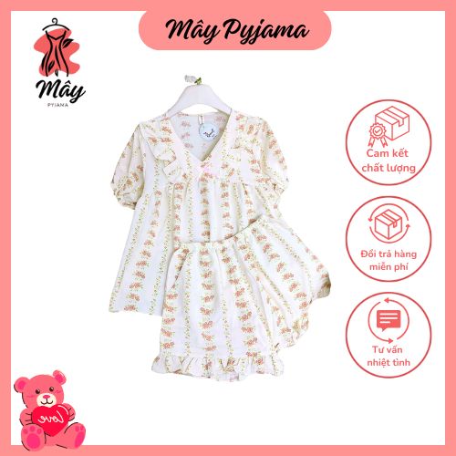 bộ đồ ngủ đùi đũi xốp hoa nhí