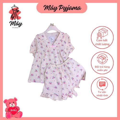 bộ đồ ngủ đùi đũi xốp hoa nhí